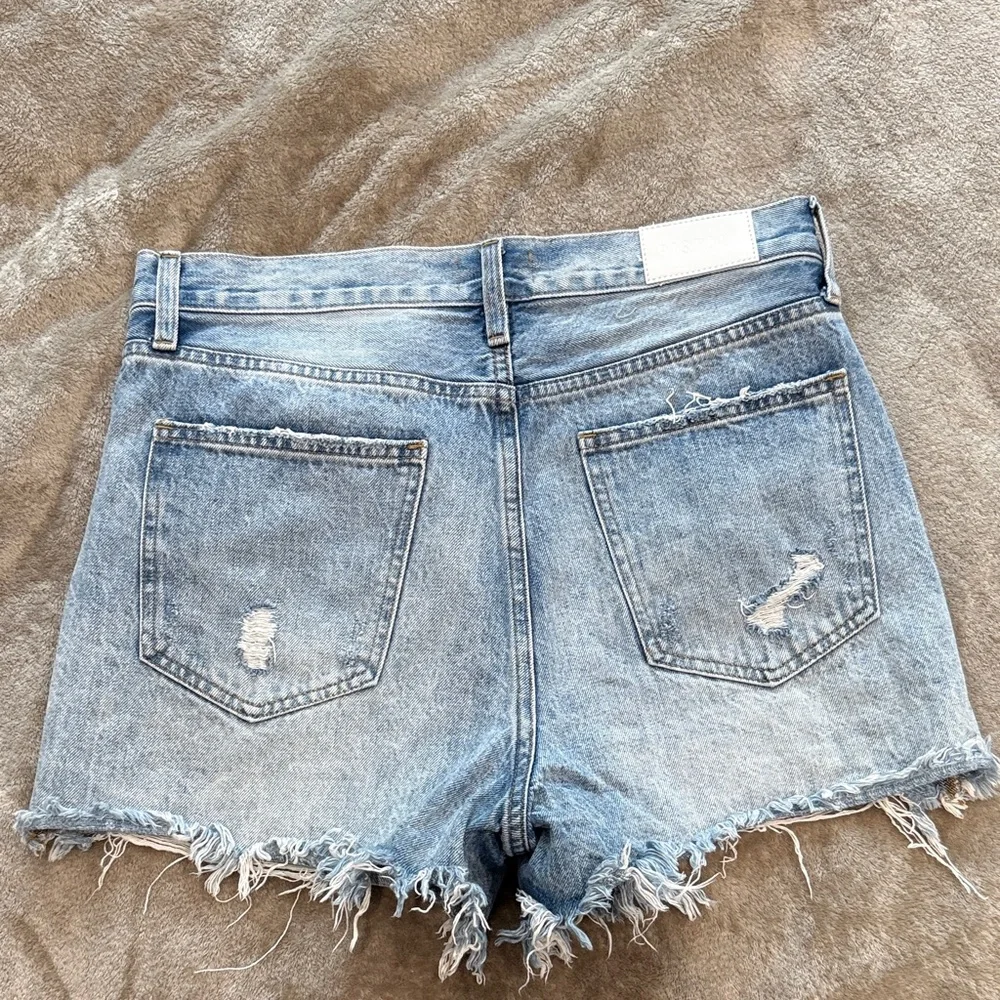 pistola Maeve Light Blue Distressed High-Rise Denim Shorts